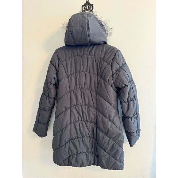 American Rag Woman's L Jacket Parka Removable Fur Trimmed Hood Gray Puffer - Picture 6 of 9